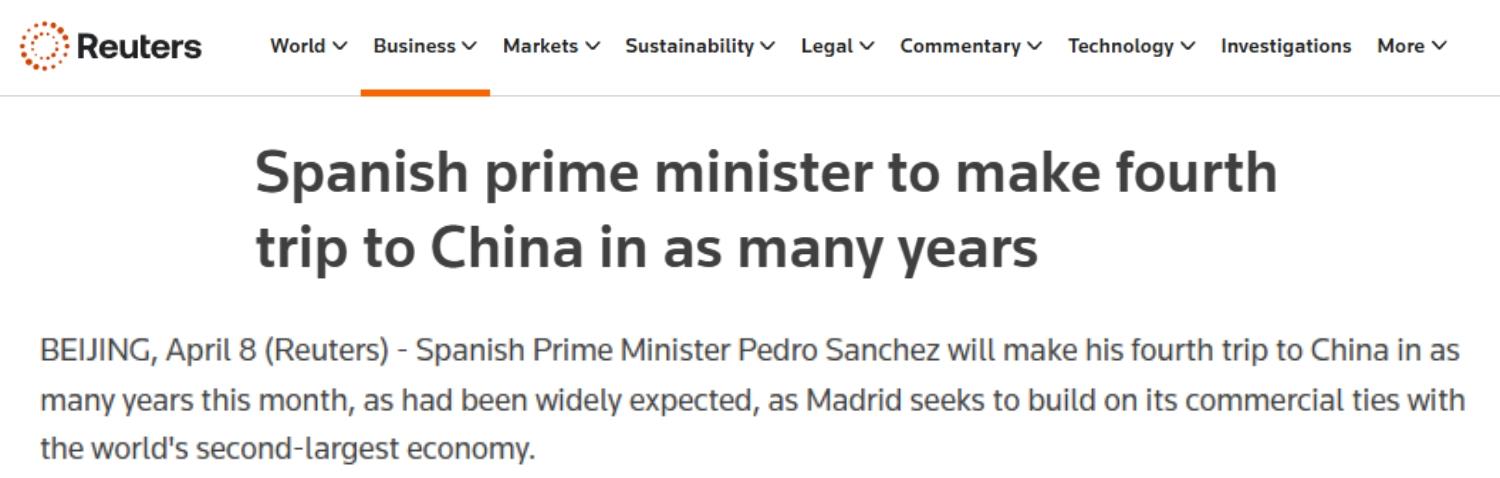全球媒体聚焦 | 多国媒体关注西班牙首相访华:“西班牙看到了与中国的‘机遇之窗’”_fororder_1