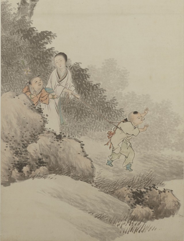 △清任预出游图轴（局部），天津博物馆藏